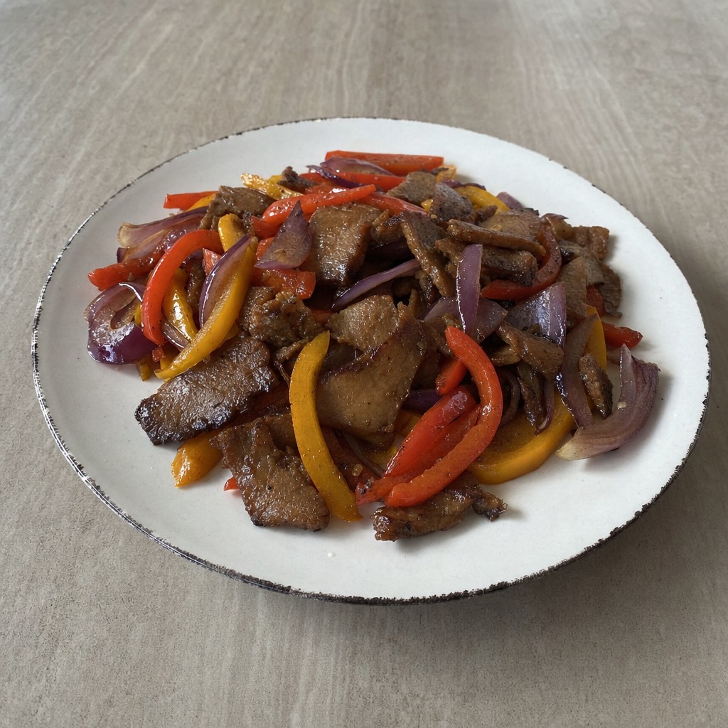 Seitan Grelhado com Pimentos e Cebola