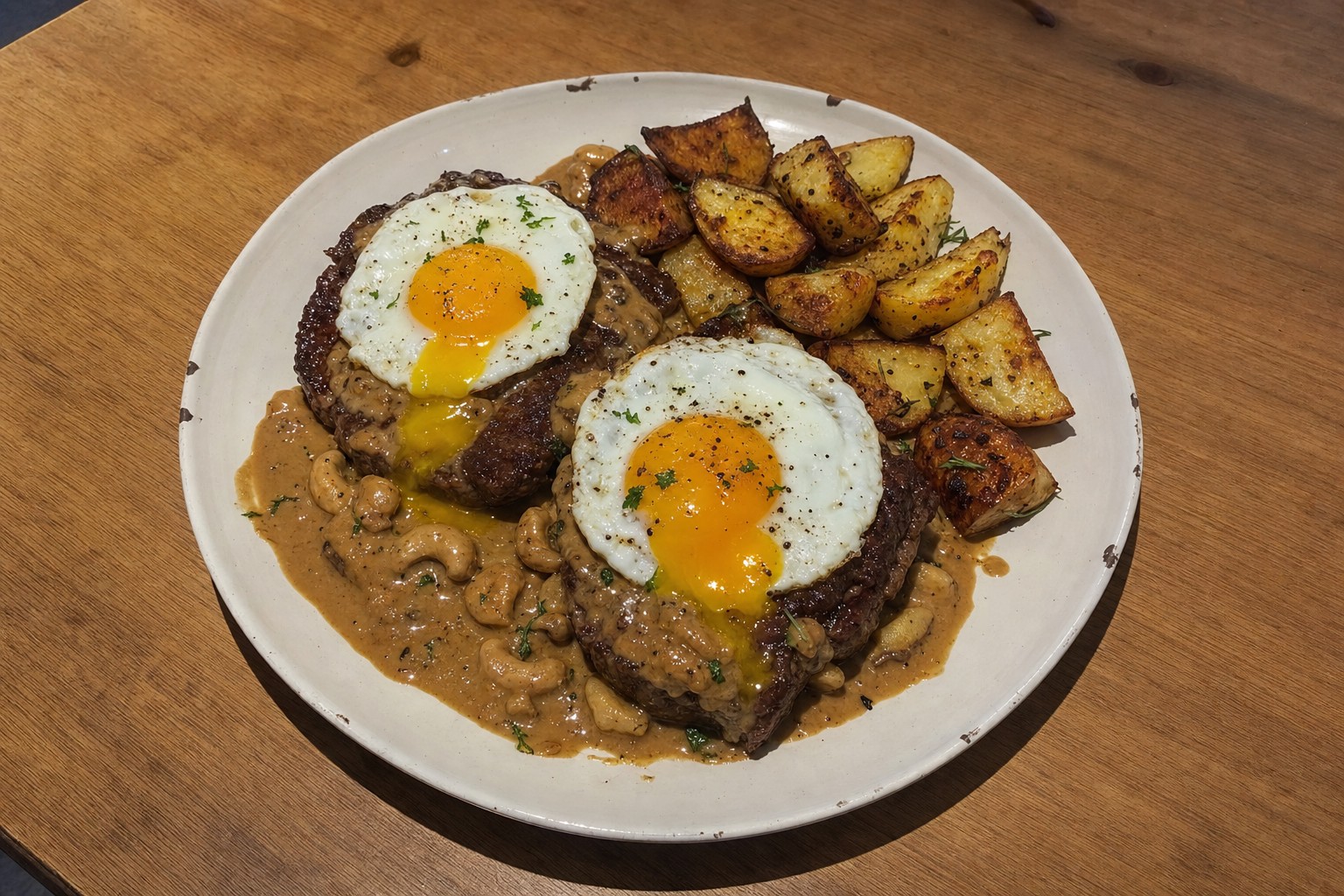 Bife à portuguesa com ovo a cavalo