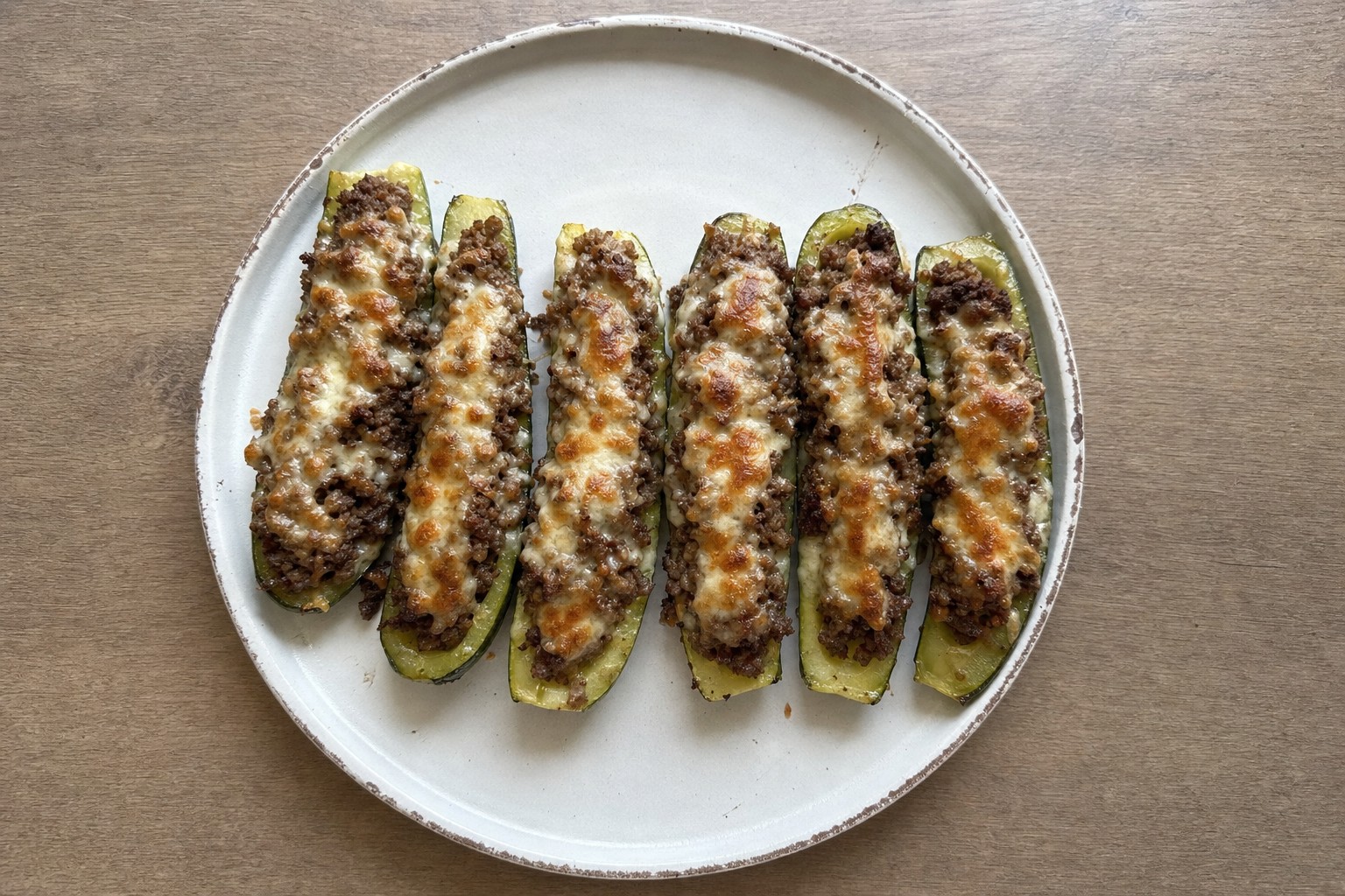 Courgettes Recheadas com Carne Picada e Mozzarella