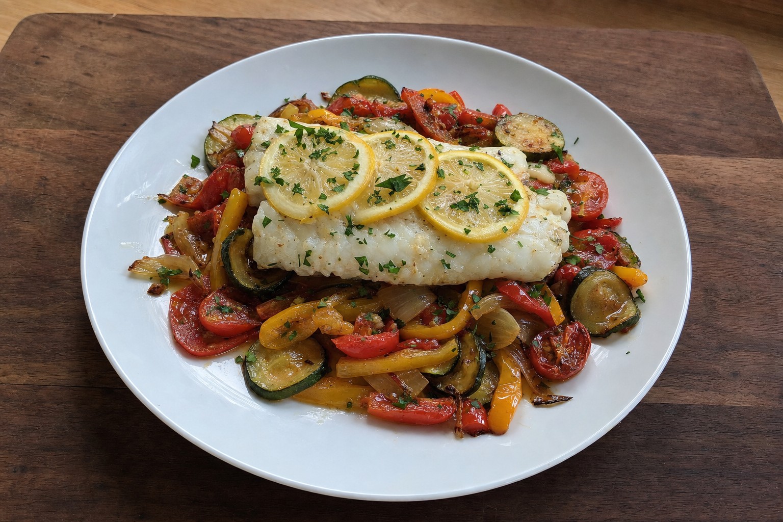 Bacalhau Fresco no Forno com Legumes