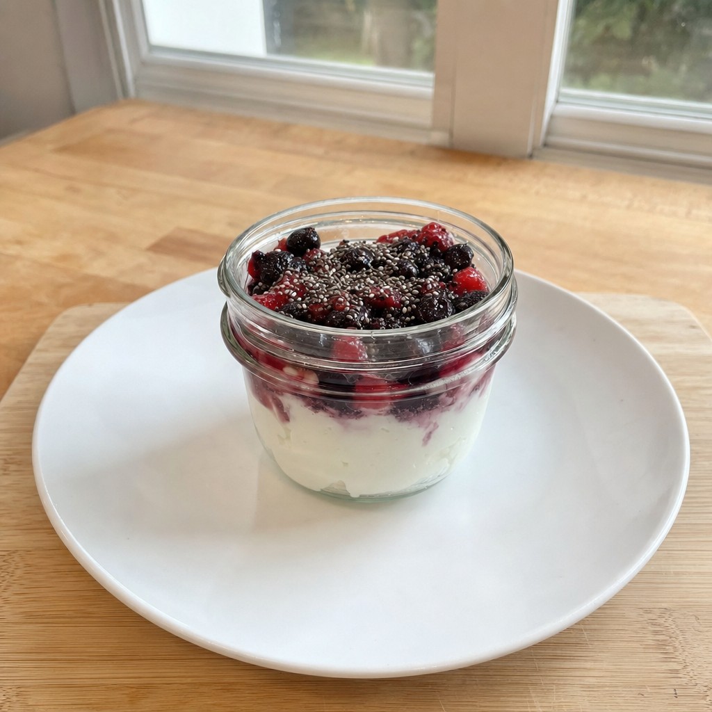Taça de Queijo Quark com Frutos Vermelhos