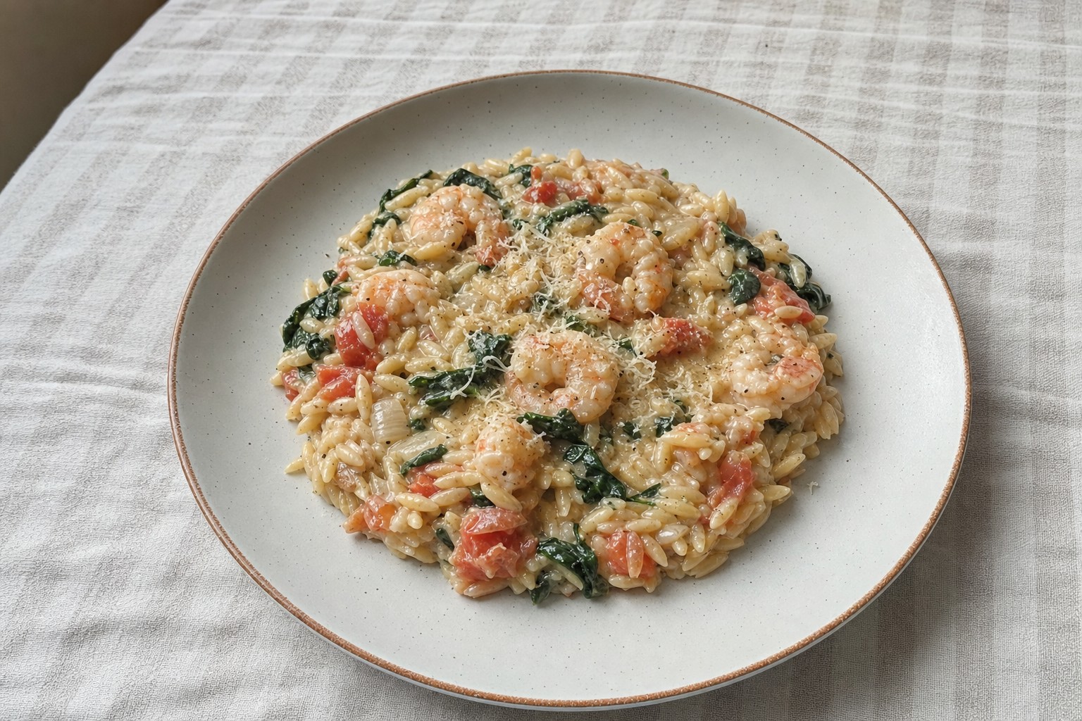 Massa Orzo Cremosa com Camarão