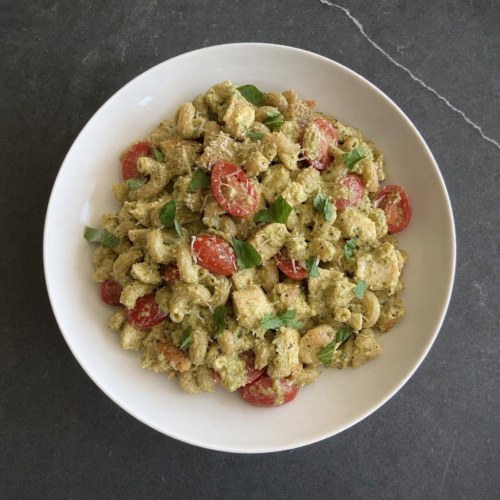 Massa Proteica com Frango e Pesto Cremoso