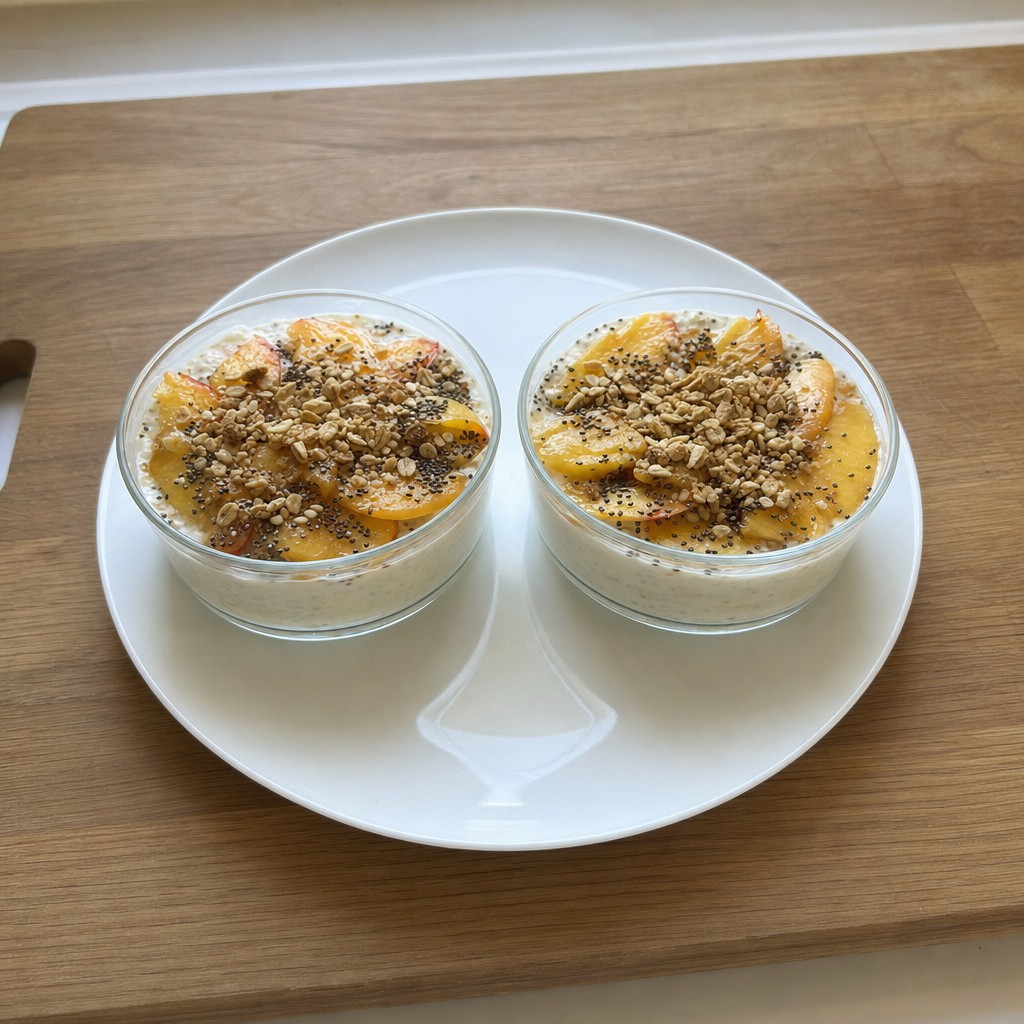 Tigela de Queijo Quark com Pêssego e Canela