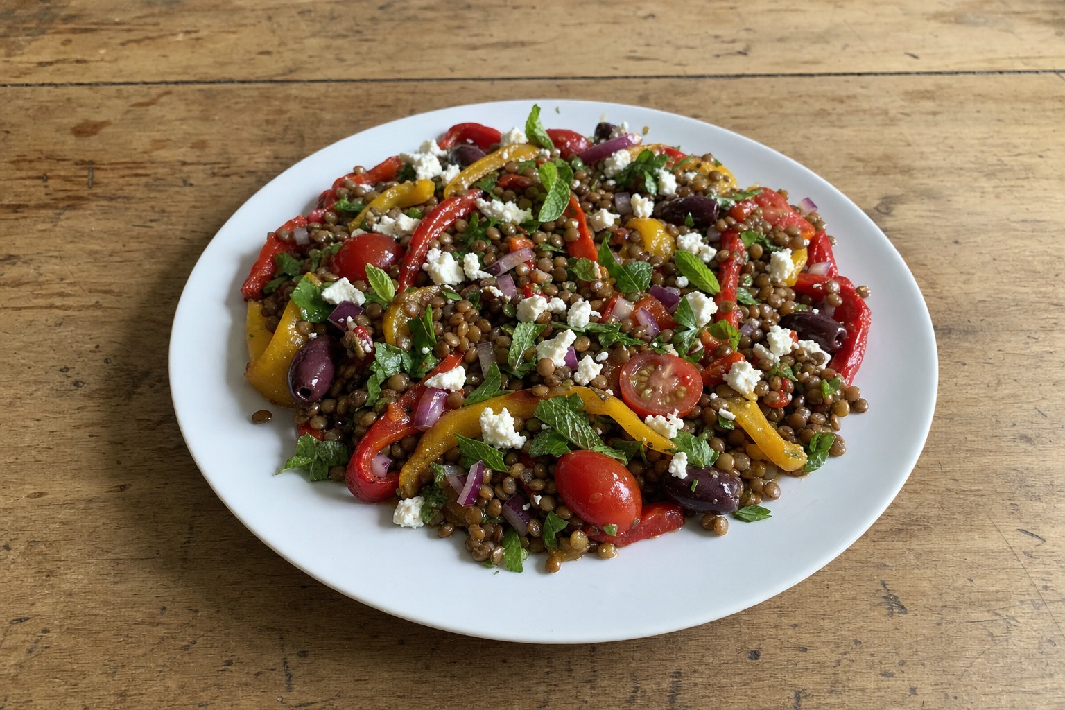 Salada de Lentilhas Mediterrânea com Feta