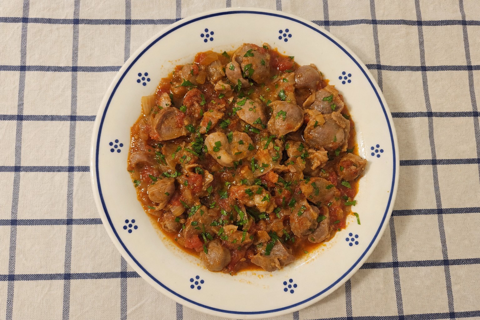 Moelas Guisadas em Molho de Tomate