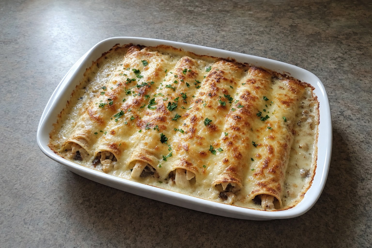 Crepes Salgados de Frango e Cogumelos com Béchamel
