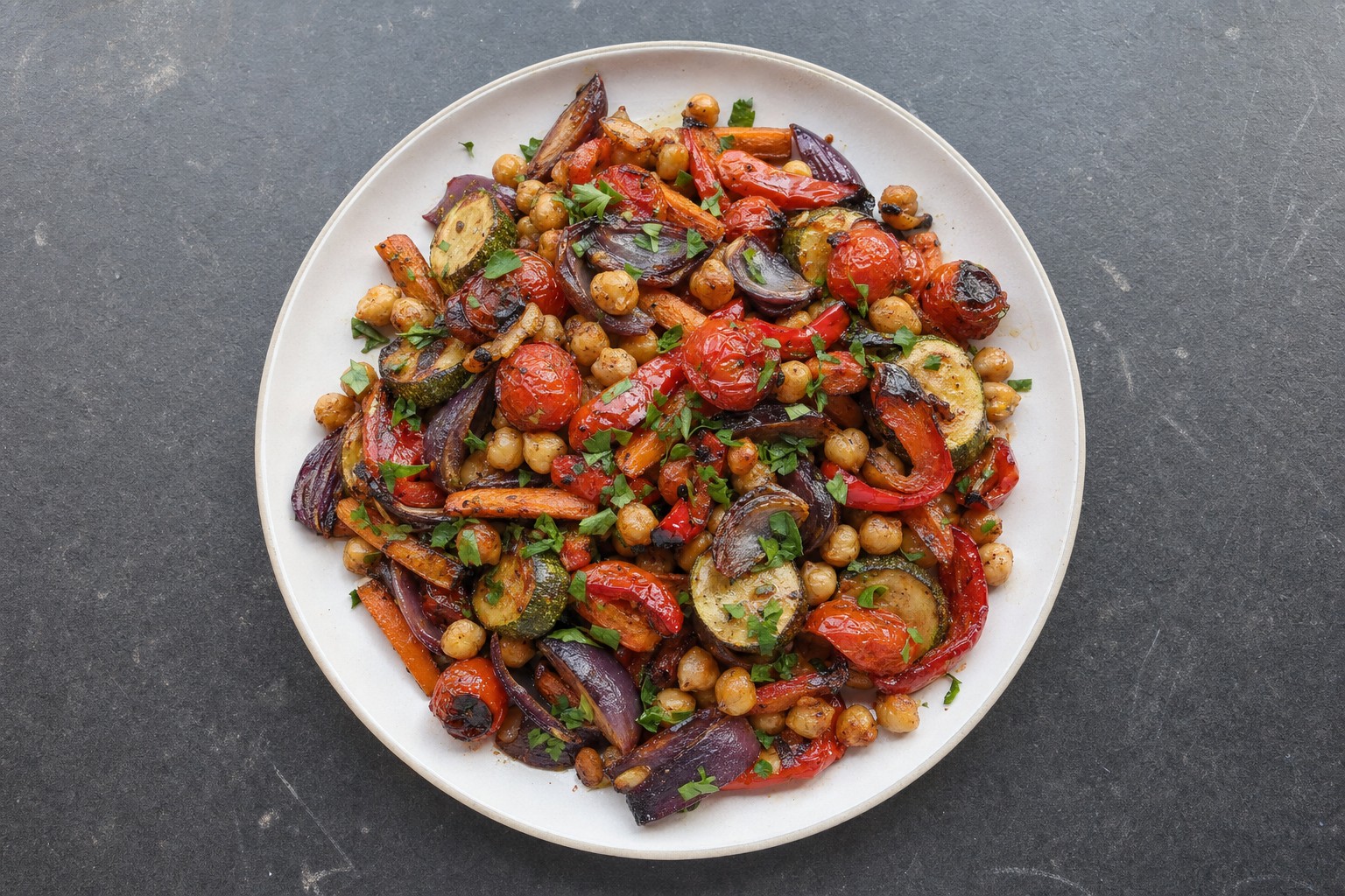 Legumes Assados na Air Fryer com Grão-de-Bico