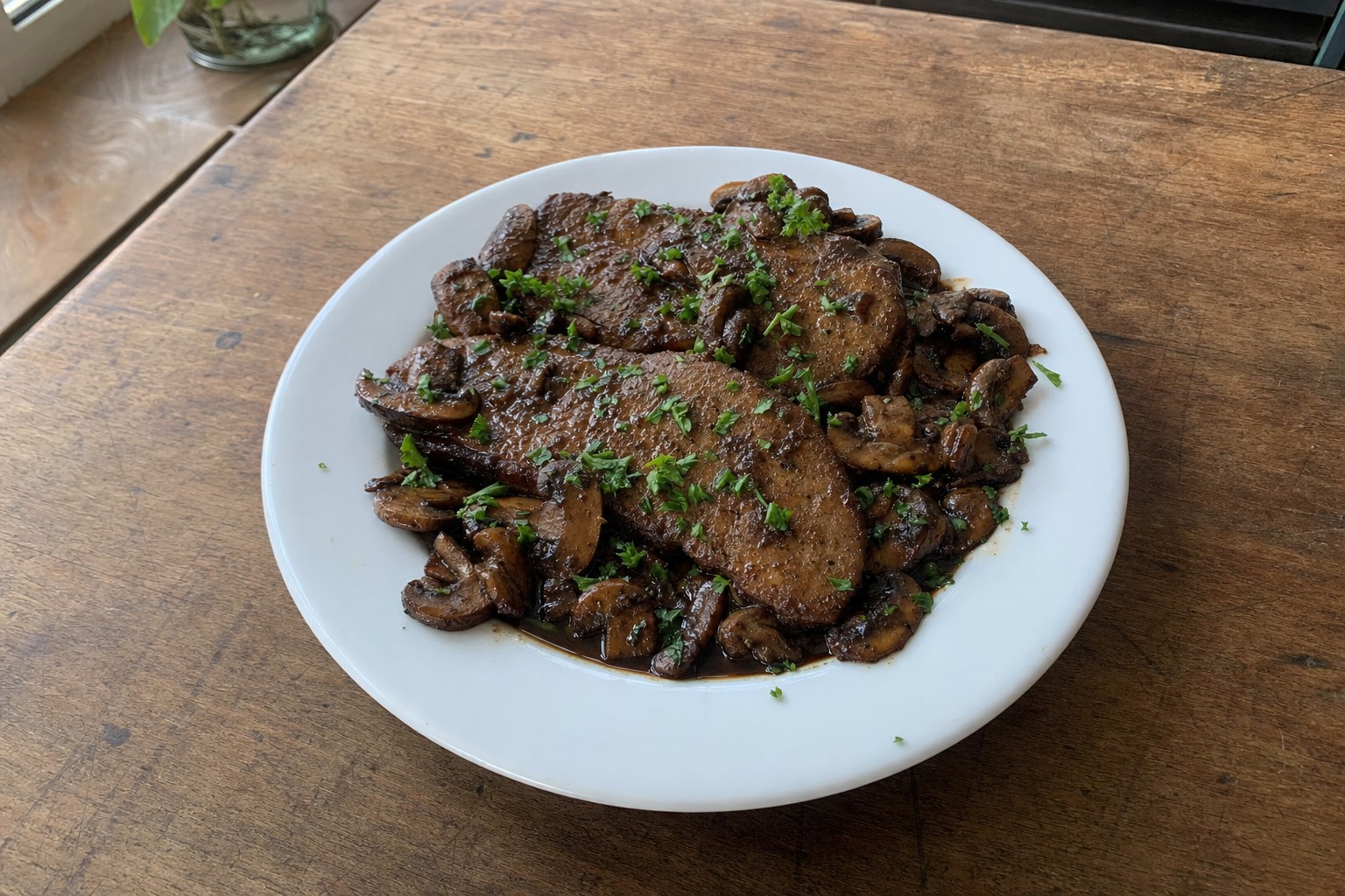Bifes de Seitan com Cogumelos Salteados