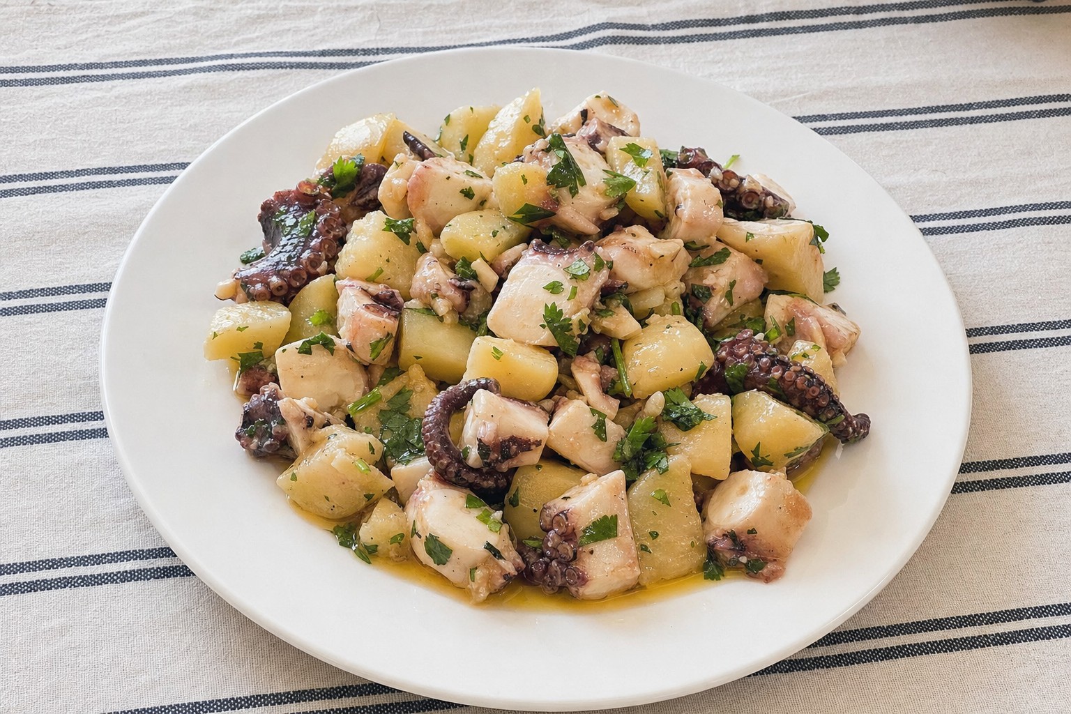 Salada de polvo com batata e coentros