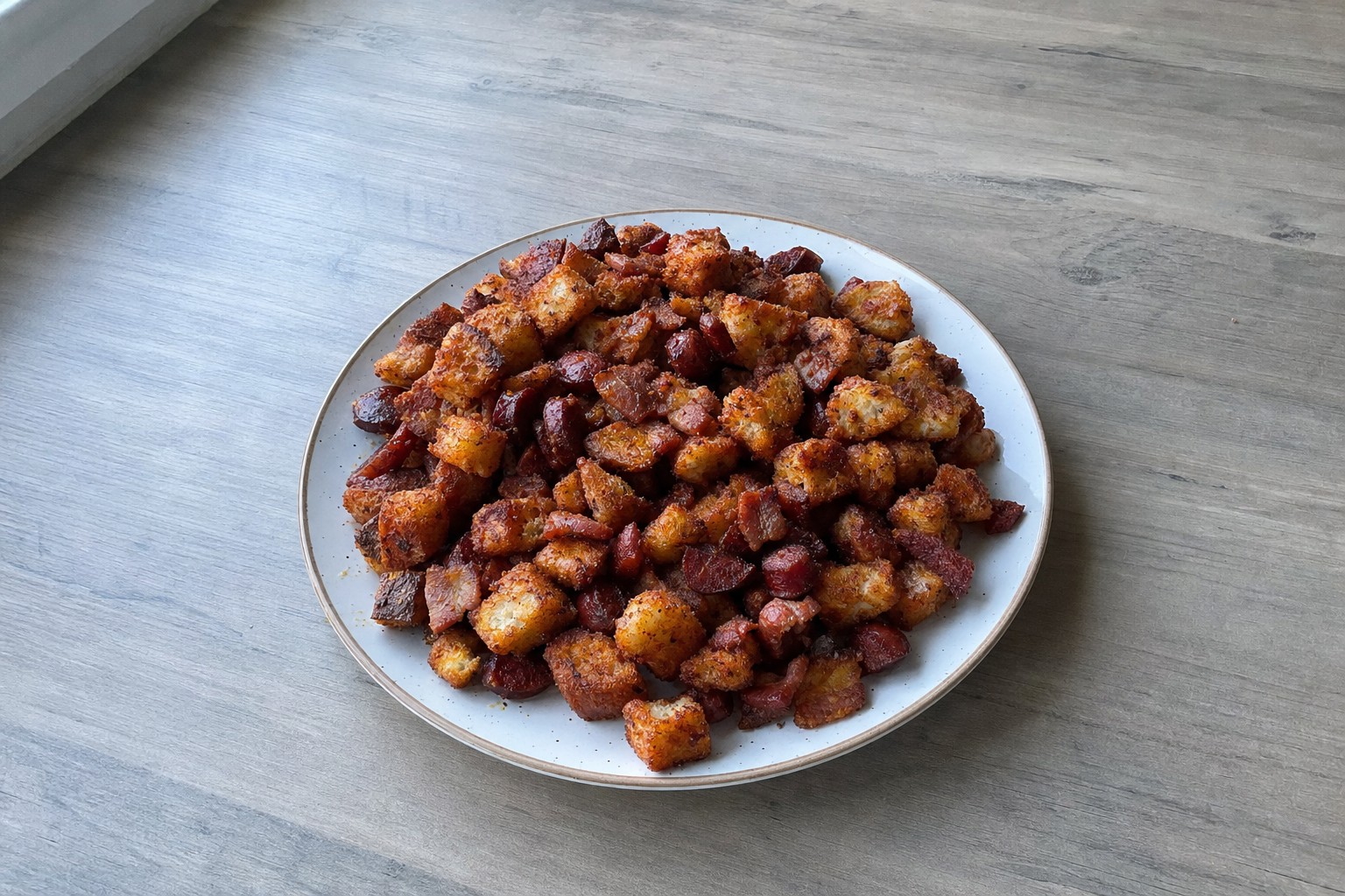 Migas Espanholas com Chouriço e Toucinho
