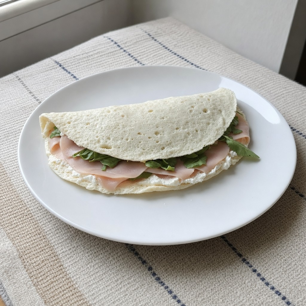 Wrap fino de claras com fiambre de peru