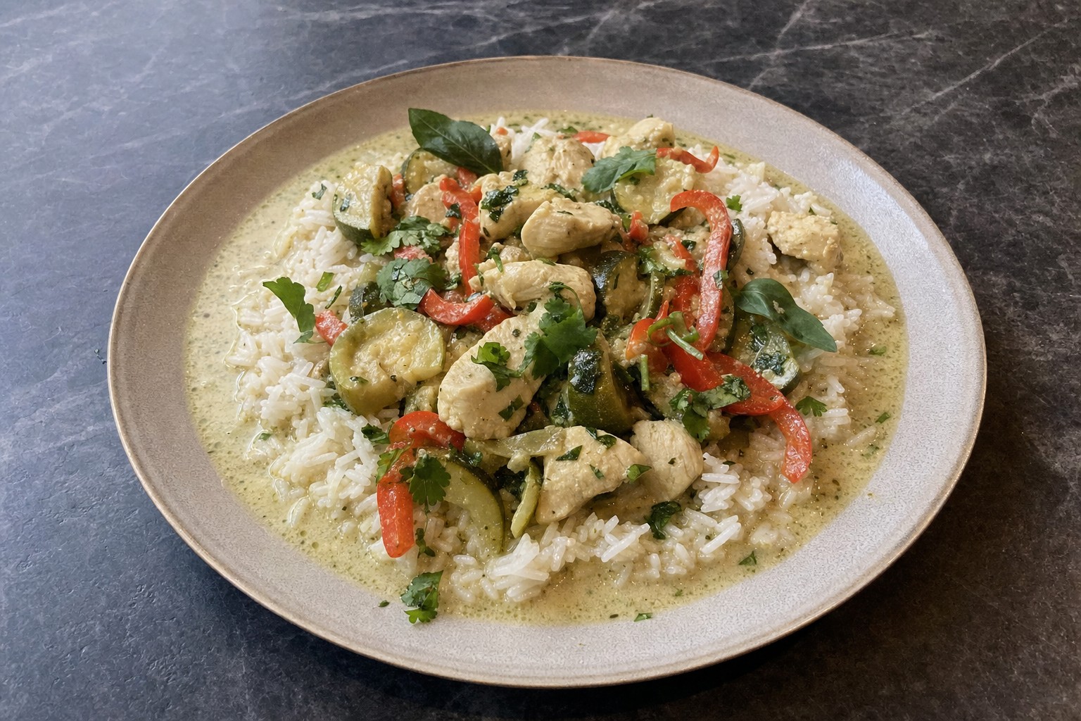 Caril Verde Tailandês com Frango