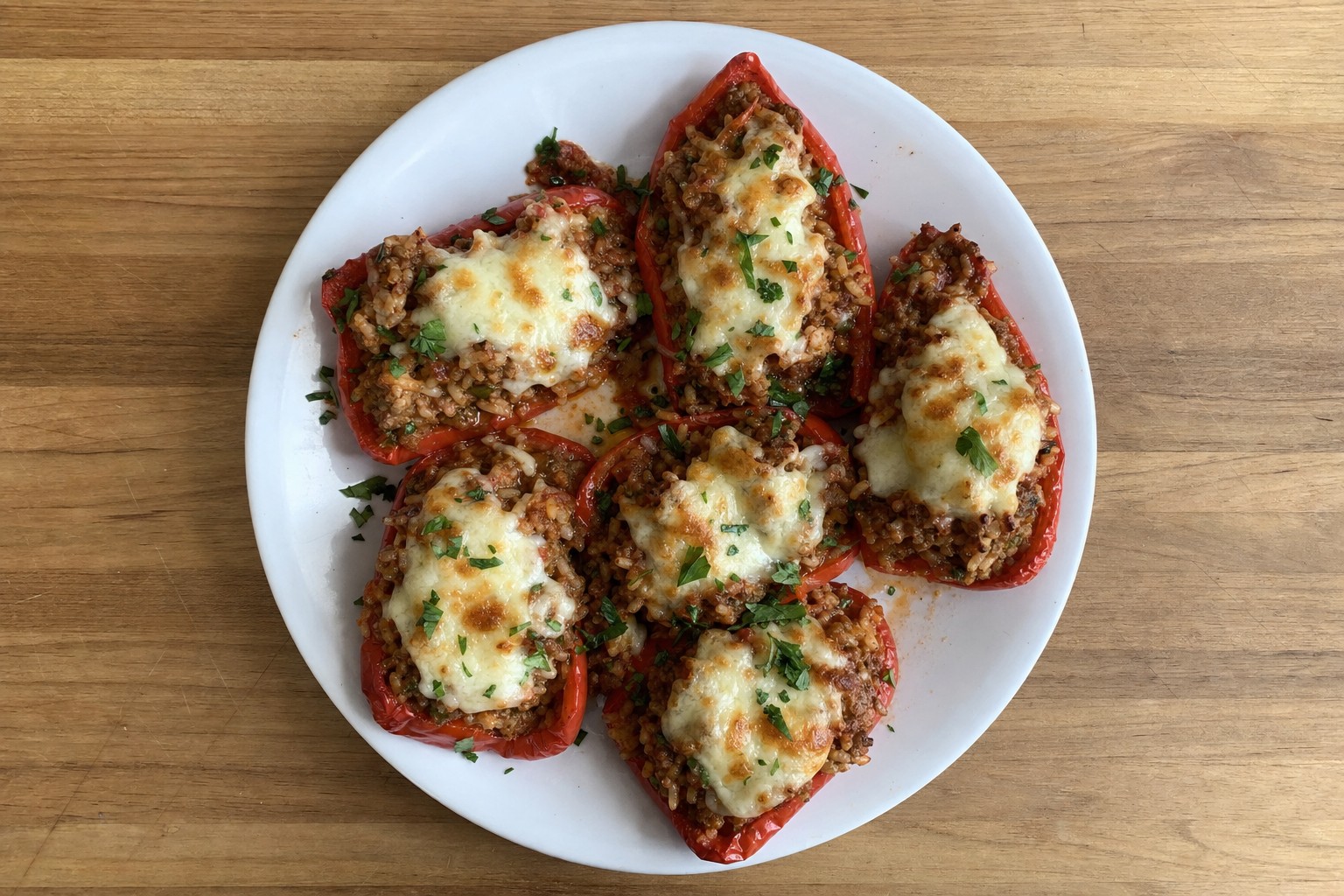 Pimentos Recheados com Carne e Arroz