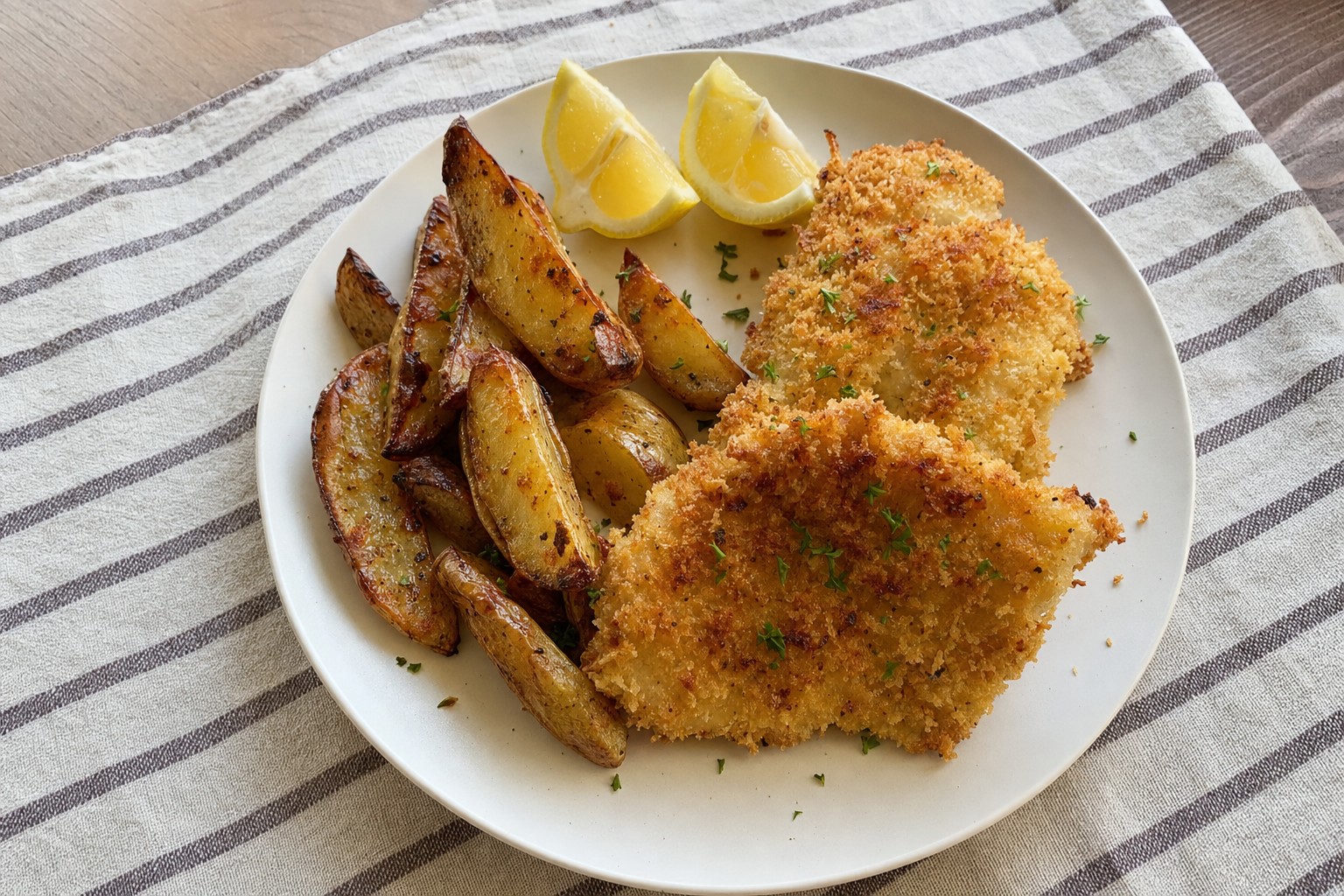 Fish and Chips no Forno