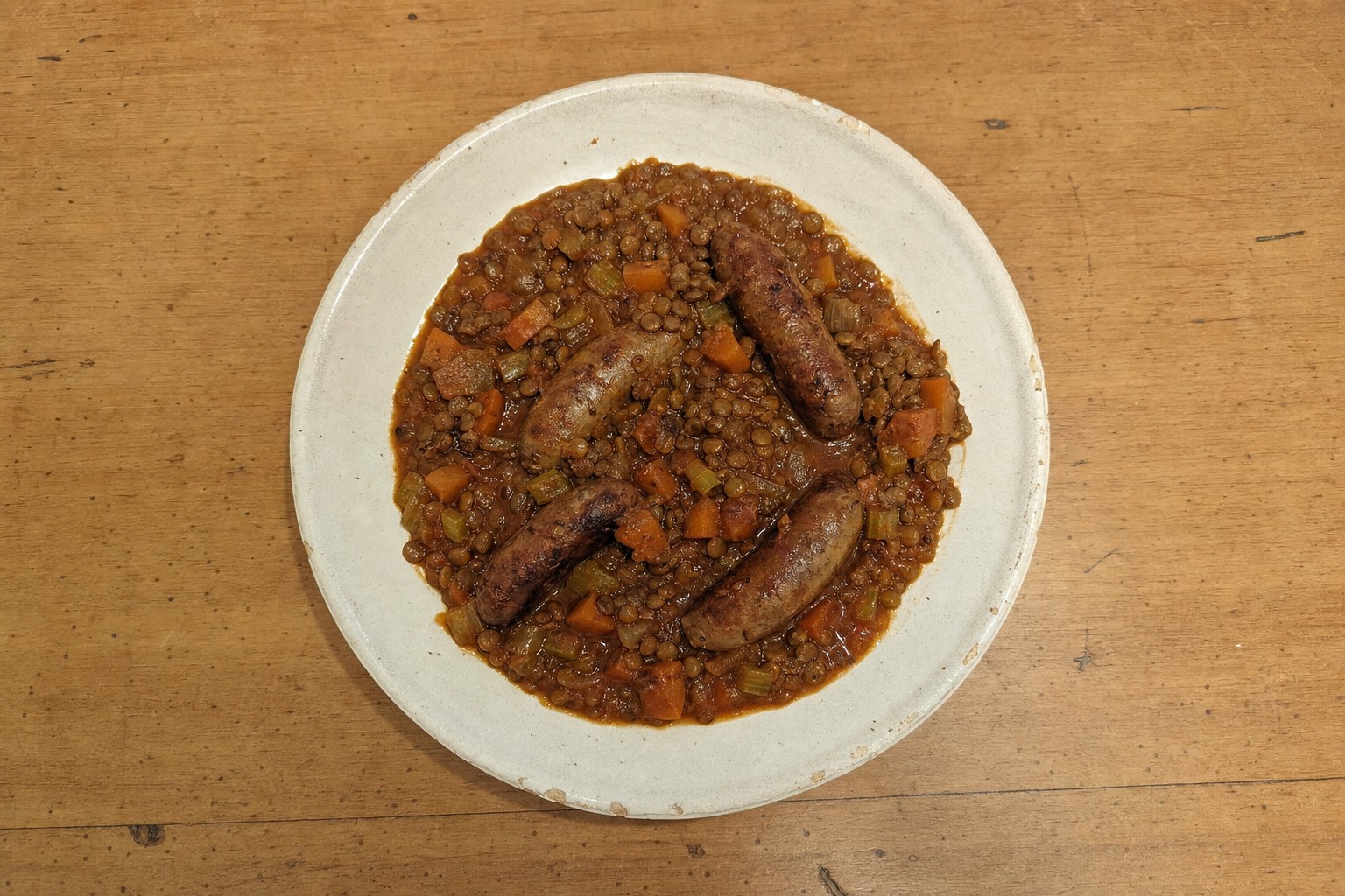Salsicha com Lentilhas numa Só Panela