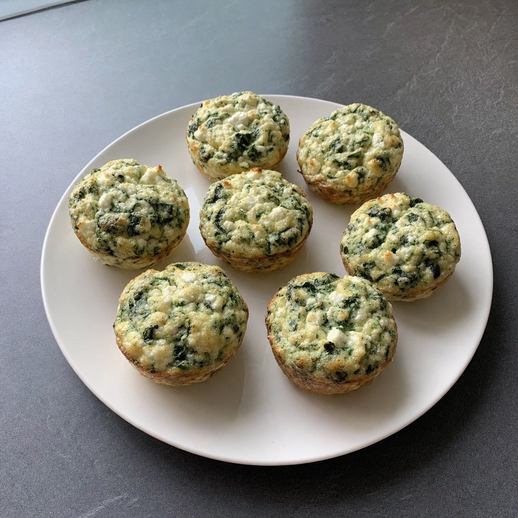 Muffins Salgados de Claras com Espinafres e Feta