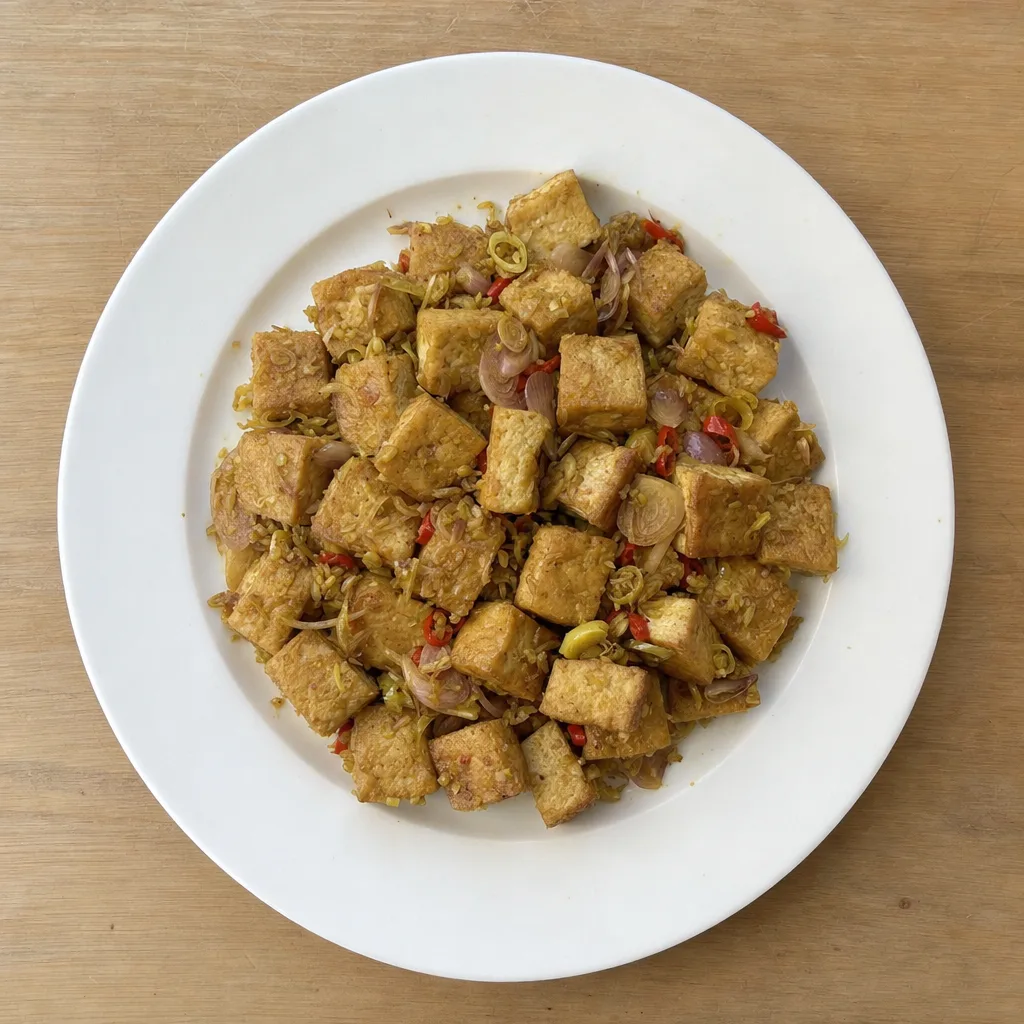 Tofu Frito com Capim-Limão (Đậu Hũ Chiên Sả)