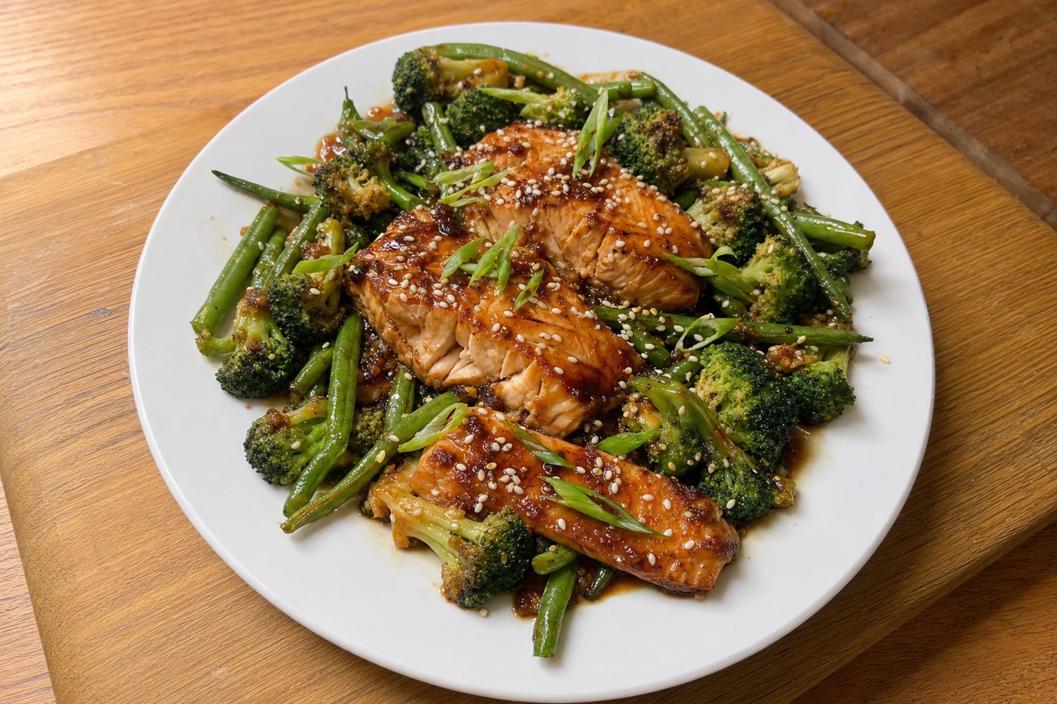 Salmão Teriyaki em Tabuleiro