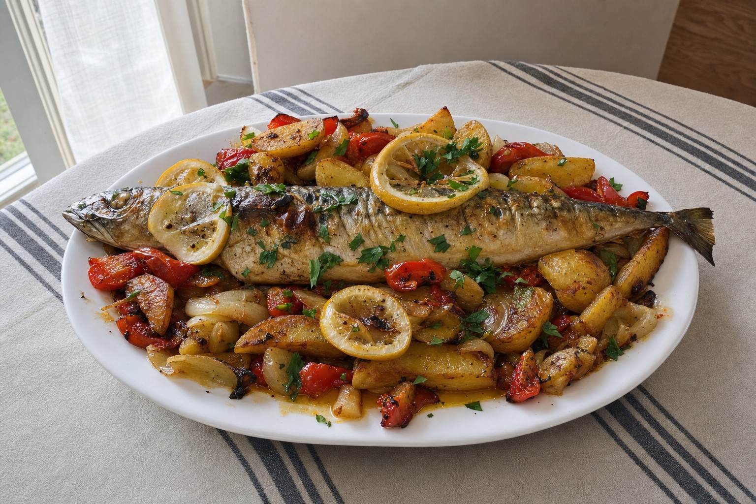 Cavala Assada no Forno com Batata