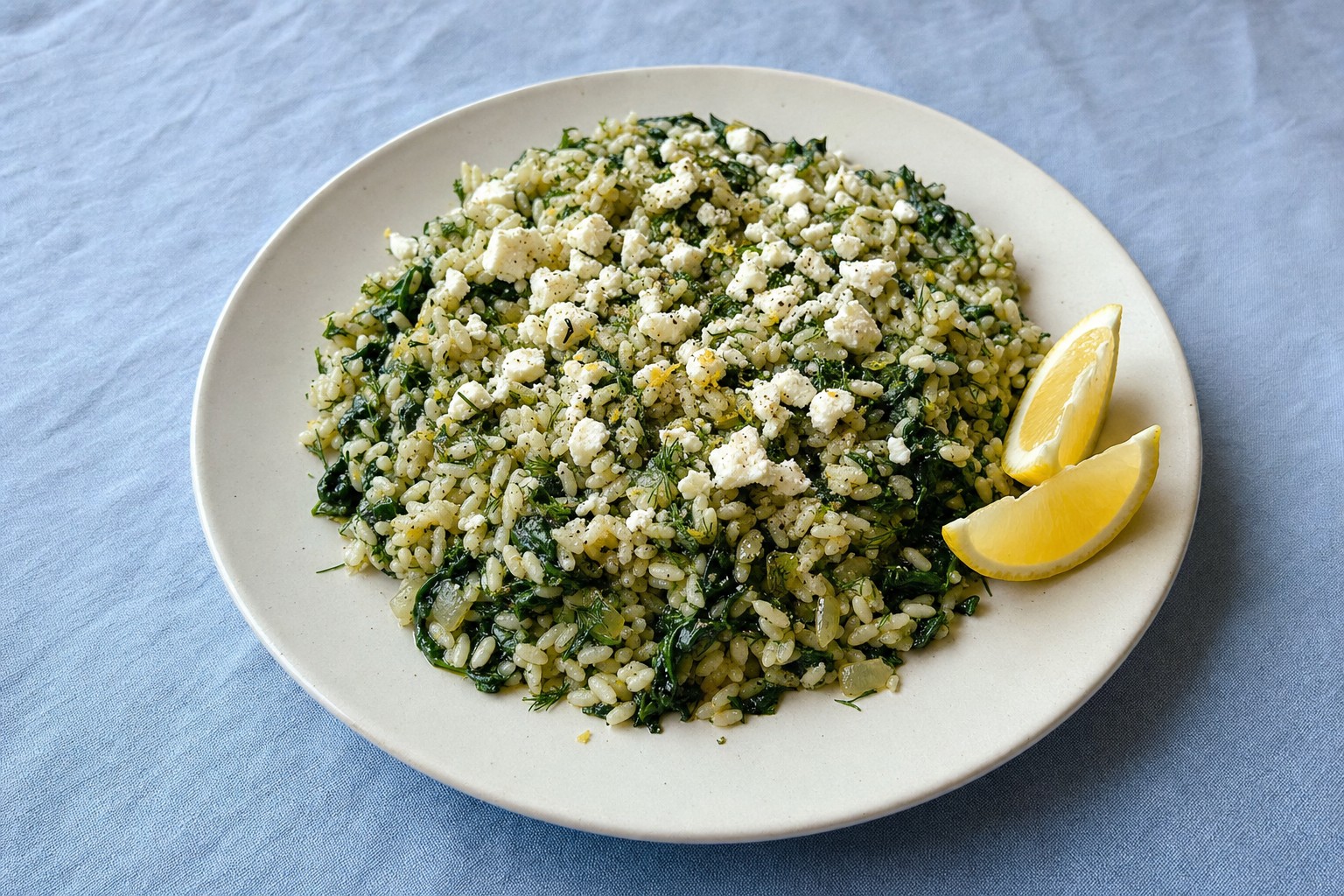 Arroz com Espinafres e Limão (Spanakorizo)