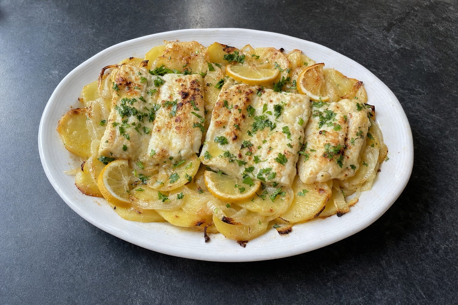 Filetes de Pescada no Forno com Batata