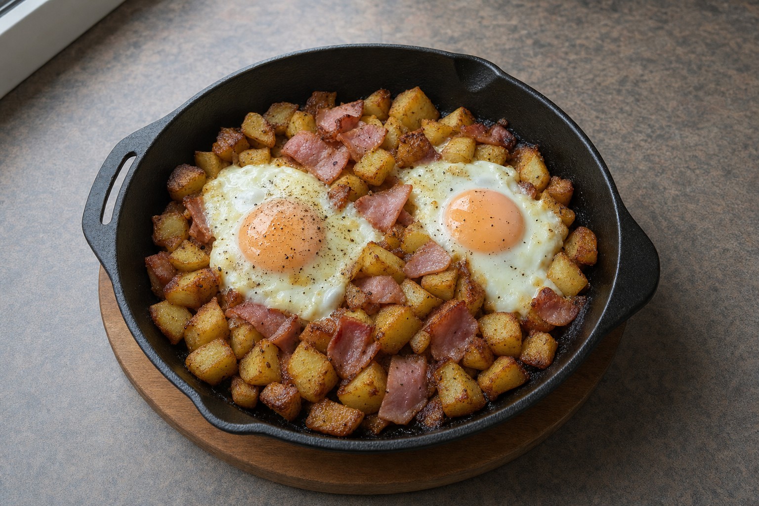 Ovos Rotos com Batata e Presunto