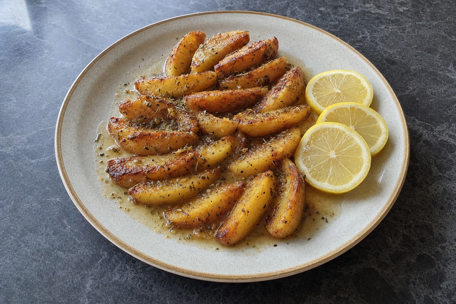 Batatas gregas assadas com limão e orégãos