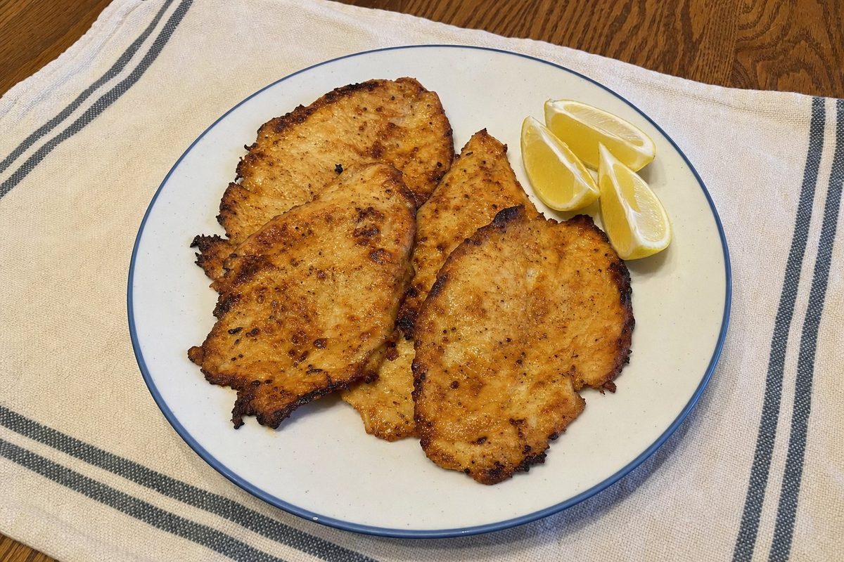 Bifes de Peru na Air Fryer com Alho e Limão