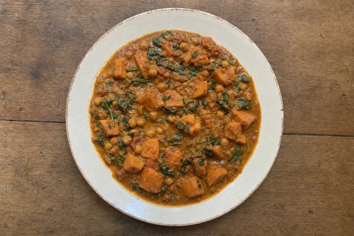 Caril de Batata-Doce e Grão-de-Bico