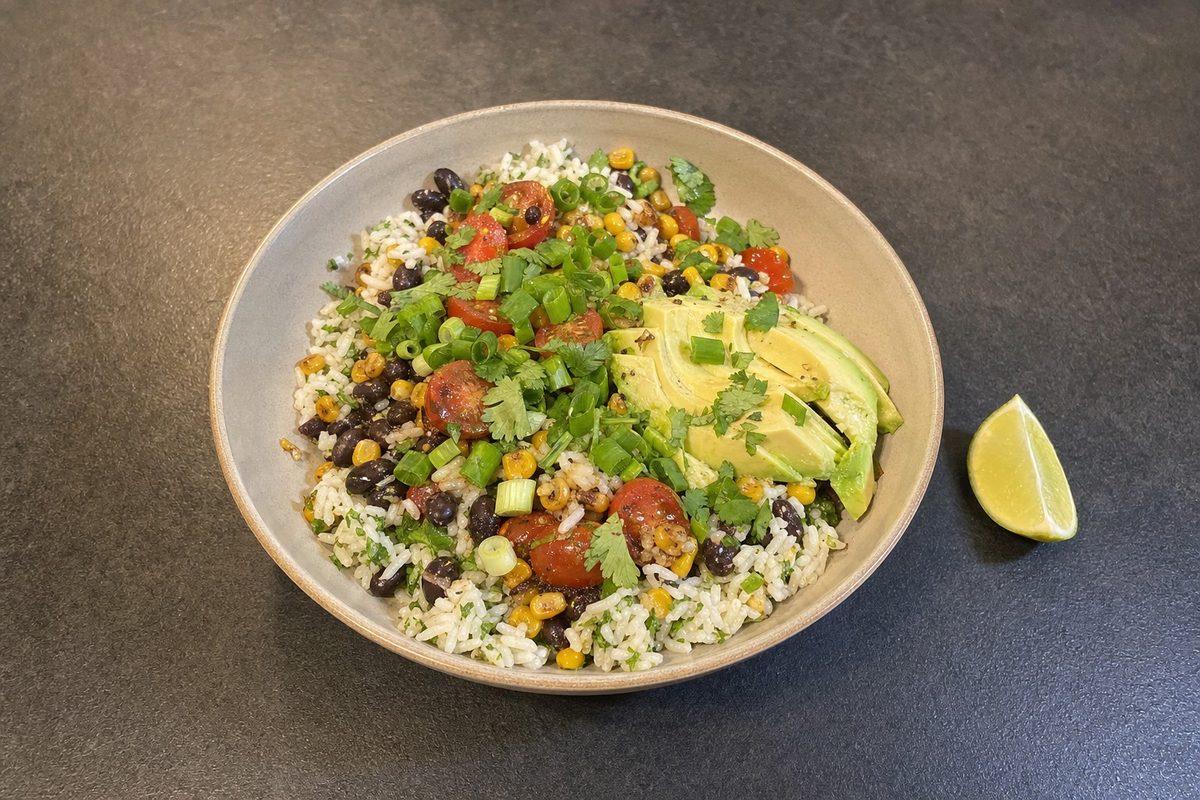 Bowl Mexicano de Arroz e Feijão Preto em 20 Minutos