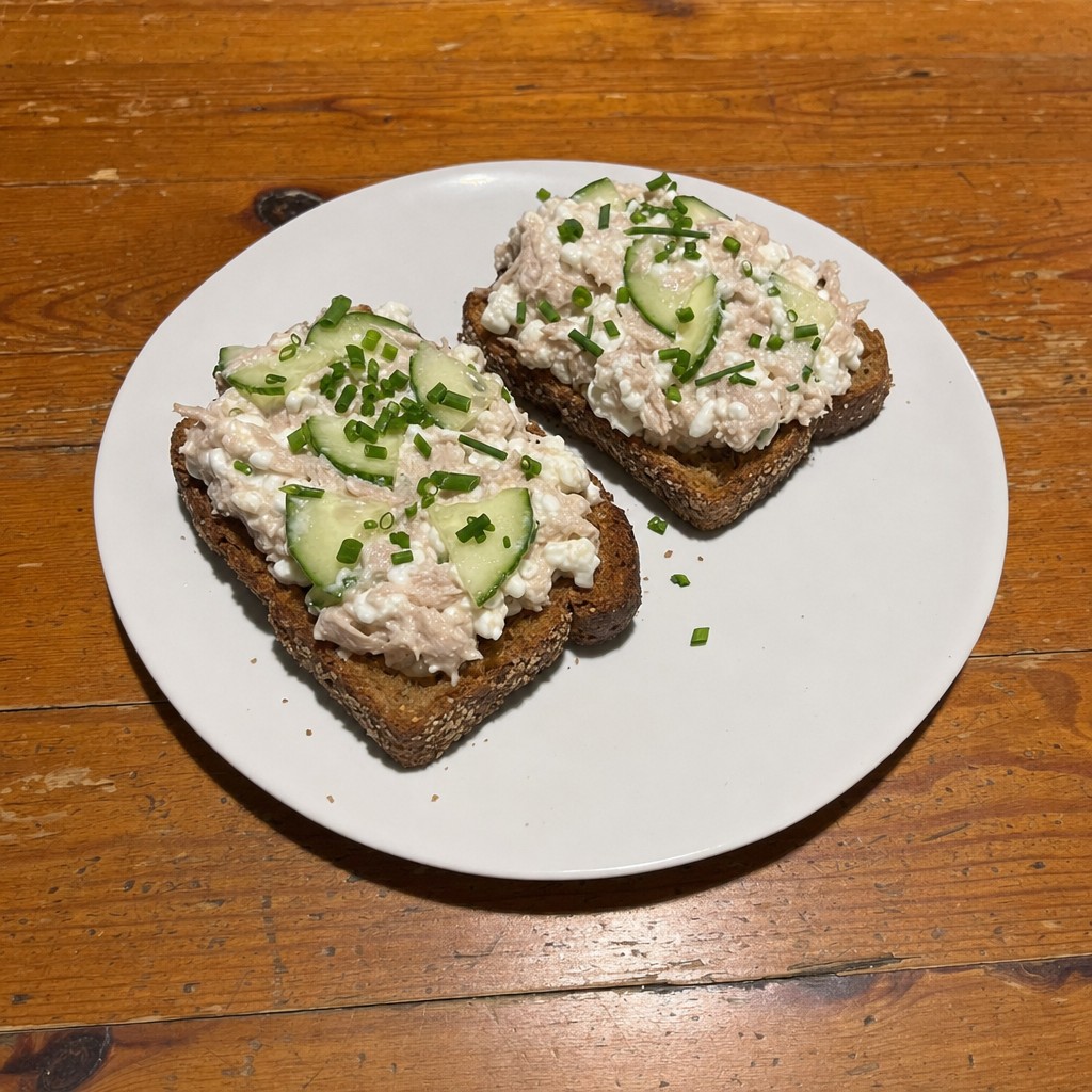 Tosta de Queijo Cottage com Atum